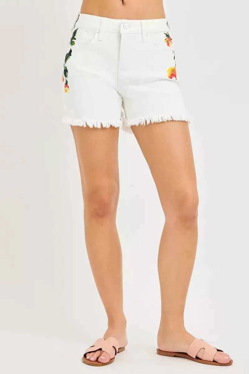 Tummy Control High Rise Flower Printed Shorts - RISEN - Liorienne