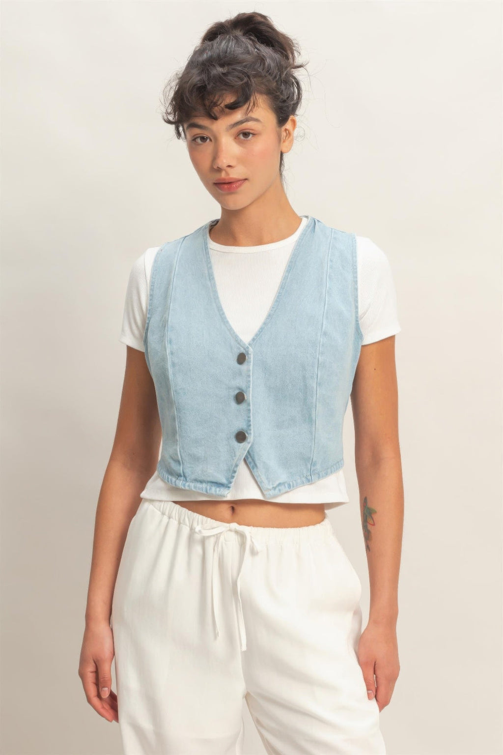V-neck Sleeveless Denim Vest - Excel Merchandise