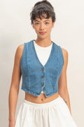V-neck Sleeveless Denim Vest - Excel Merchandise