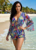 Vibrant Tropical Print 3-piece Bikini & Mesh - Liorienne