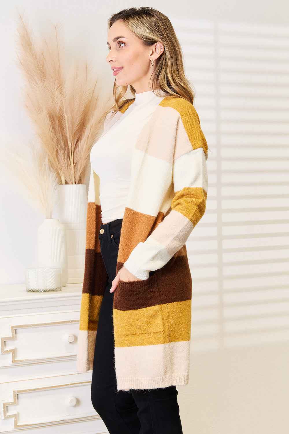 Women's Color Block Dropped Shoulder Cardigan – Woven Right - Liorienne