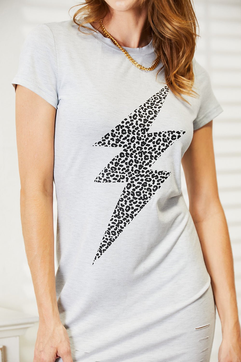Women's Leopard Lightning Graphic Tee Dress – Double Take - Liorienne