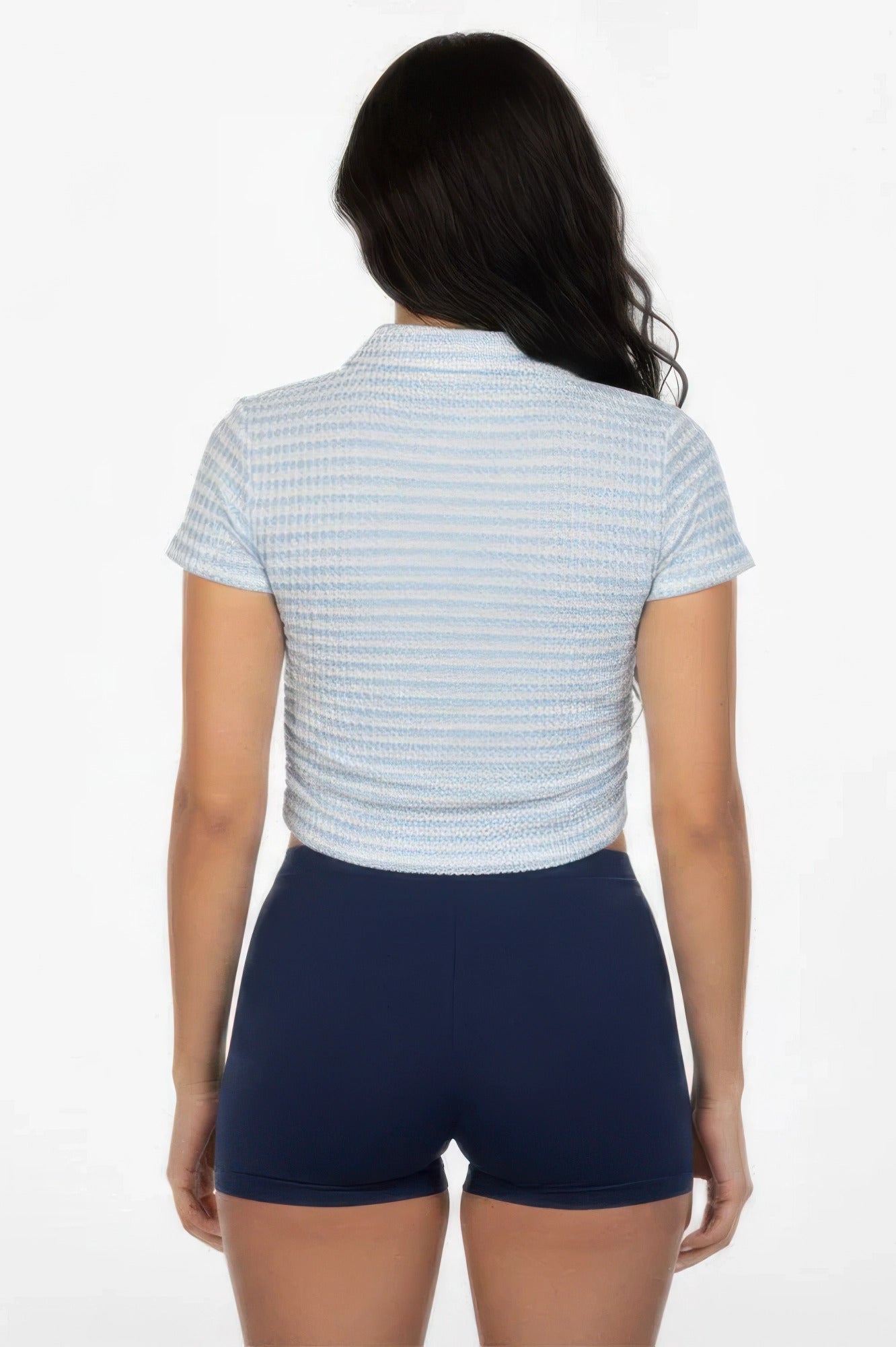 Women's Pineapple Knit Striped Polo Crop Top - Excel Merchandise