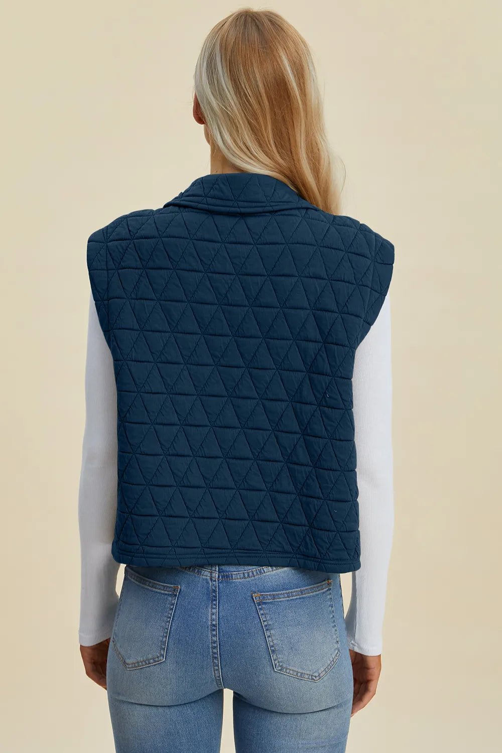 Women's Pocketed Texture Snap Down Vest Coat – Double Take - Liorienne