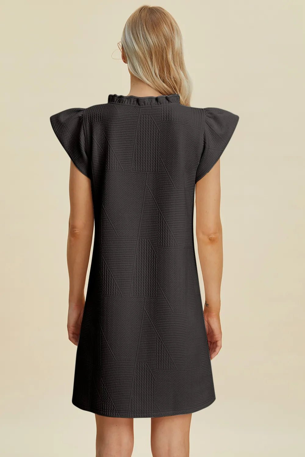 Women's Ruffled V-Neck Cap Sleeve Dress – Double Take - Liorienne