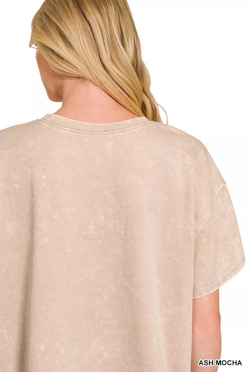 Zenana French Terry Acid Washed Relaxed Top & Short Set - Liorienne