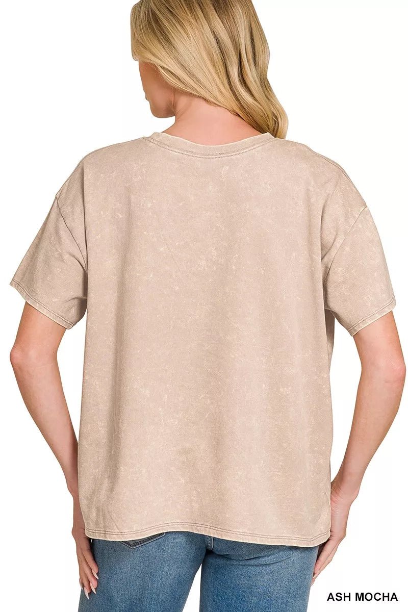 Zenana French Terry Acid Washed Relaxed Top & Short Set - Liorienne