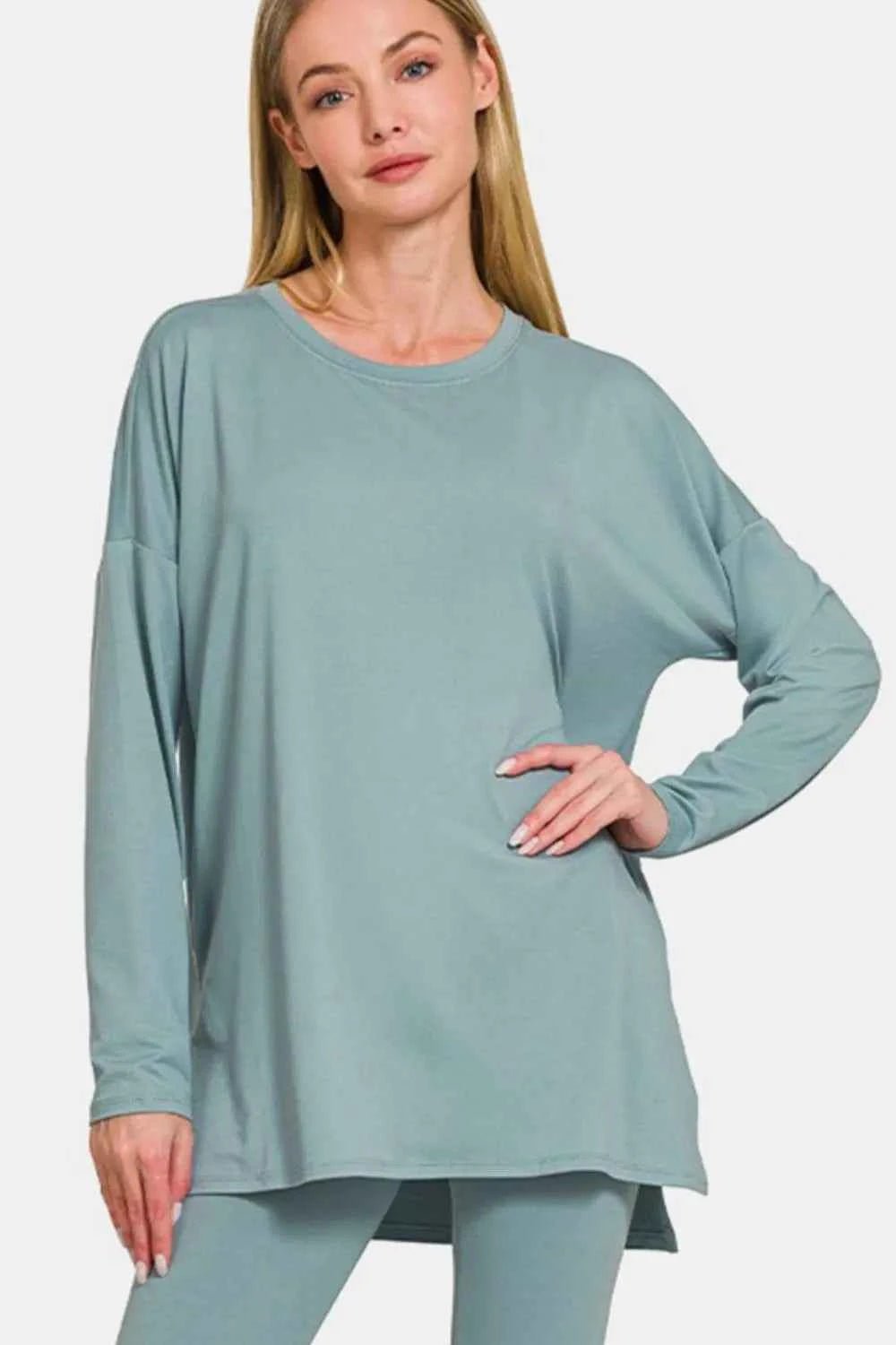 Zenana Full Size Brushed Microfiber Top and Leggings Lounge Set - Liorienne