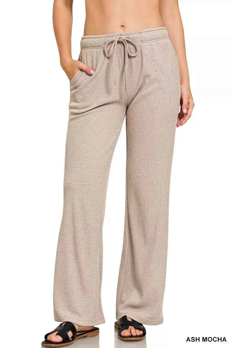 Zenana Ribbed Drawstring Lounge Pants - Liorienne