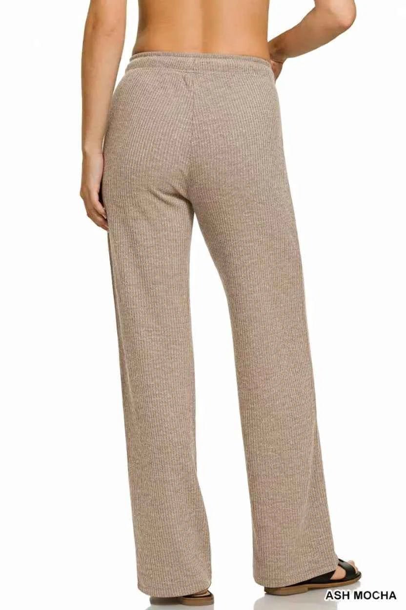 Zenana Ribbed Drawstring Lounge Pants - Liorienne