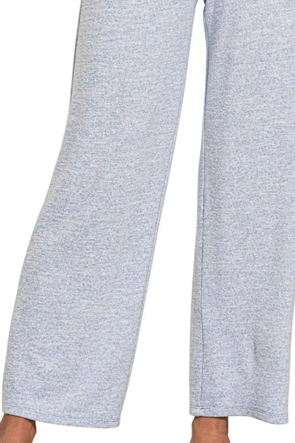 Zenana Soft Melange Hacci Elastic Waistband Lounge Pants - Liorienne