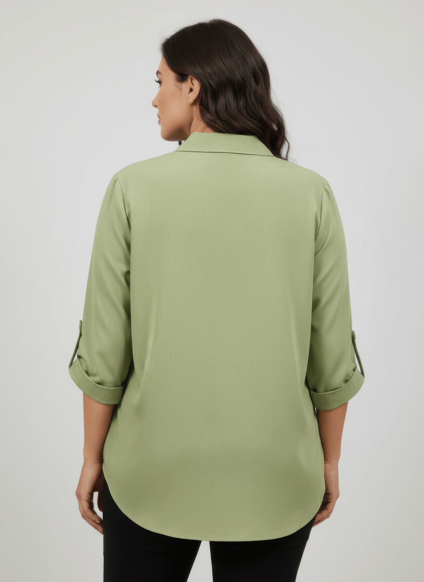 Zip Front Utility Pocket Tunic Blouse - Liorienne
